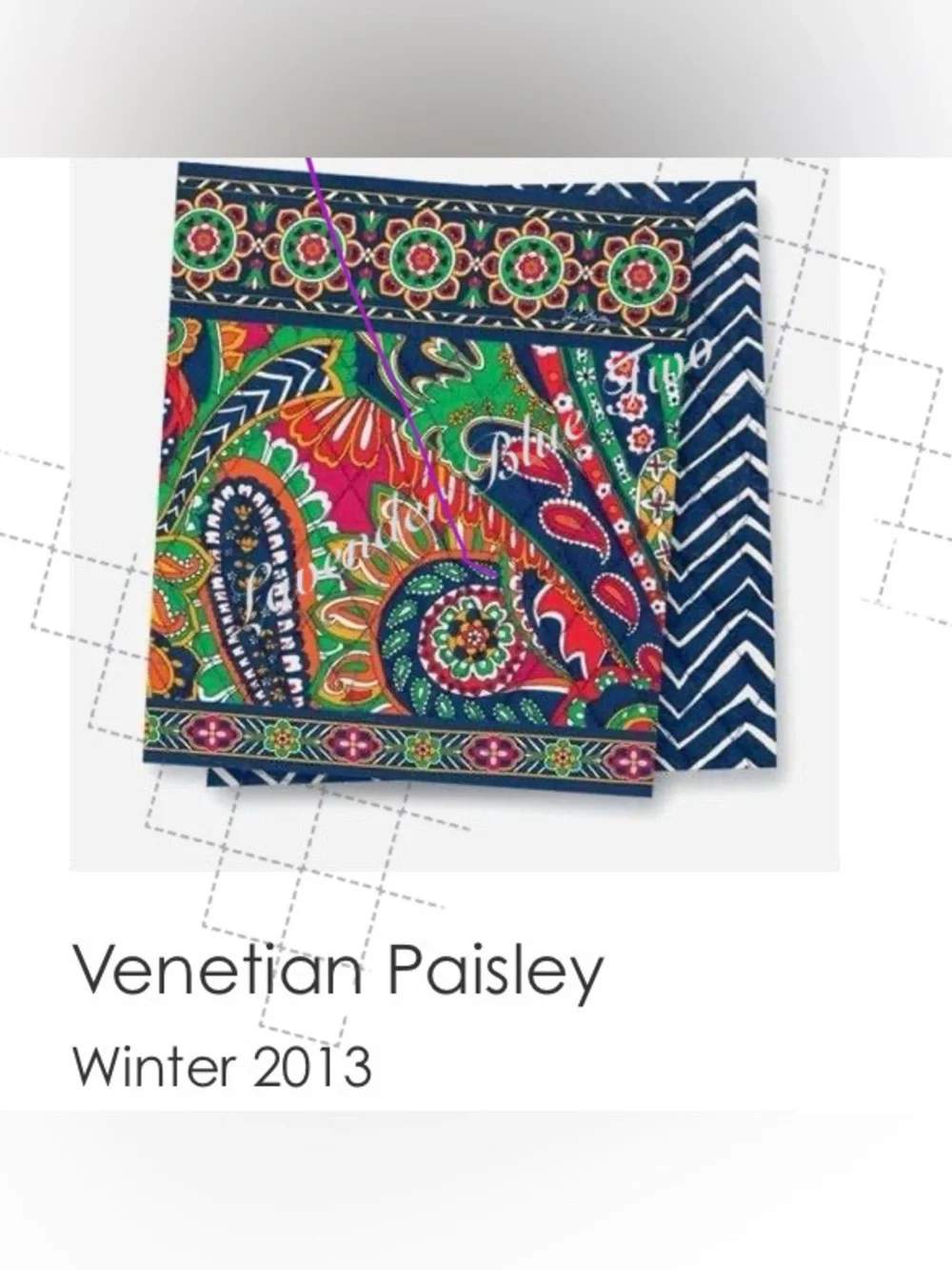 VERA BRADLEY Venetian Paisley 2012 Mini Cellphone Crossbody Chainlink Navy Red